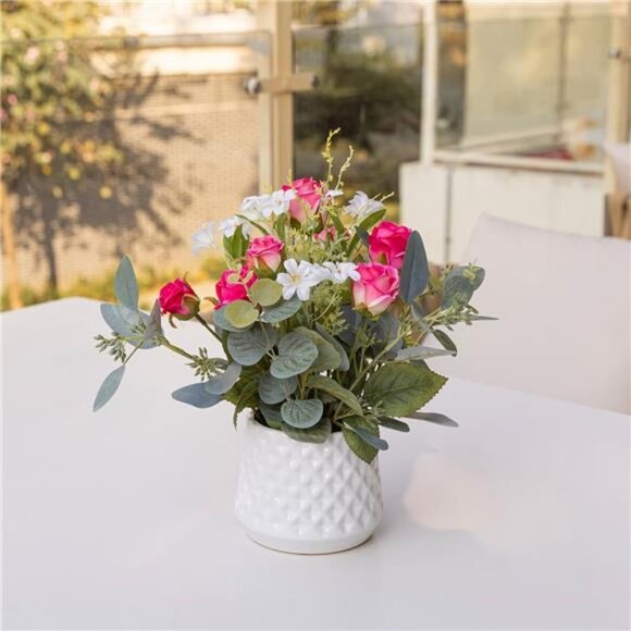 Artificial Flowers for Decoration, Rose Fake Flowers with Vase - Picture 5 of 6